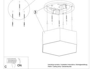 Miniaturka 13 - Rysunek techniczny plafonu LED z mocowaniem sześciokątnym
