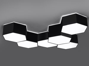 Miniaturka 11 - Czarna sufitowa kompozycja LED w formie plastra miodu