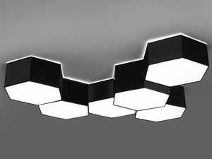 Miniaturka 5 - Lampa sufitowa LED czarno-biała o strukturze plastra miodu