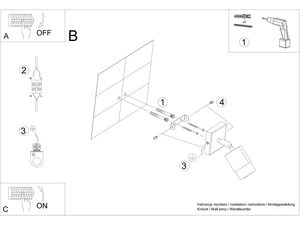 Miniaturka 5 - Rysunek montażowy ściennego reflektora LED