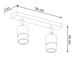 Miniaturka 6 - Techniczny rysunek lampy z cylindrycznymi kloszami