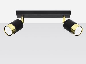 Miniaturka 1 - Reflektor sufitowy czarny ze złotym wykończeniem, styl loftowy