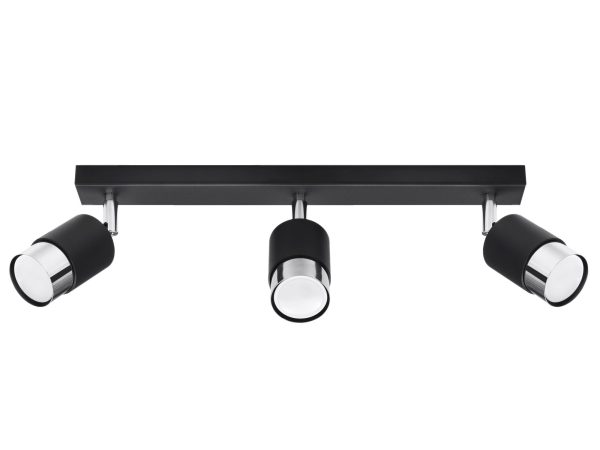 Czarny plafon z 3 reflektorami