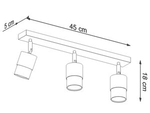 Miniaturka 6 - Wymiary techniczne plafona z trzema reflektorami