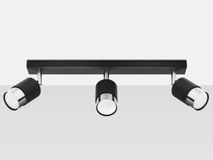 Miniaturka 1 - Lampa sufitowa czarna LED z geometrycznym kloszem