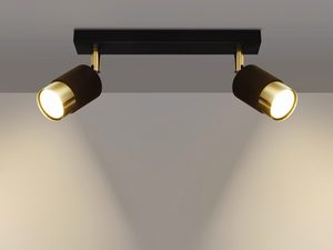 Miniaturka 2 - Reflektory LED w czarno-złotym wykończeniu, styl industrialny