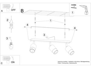 Miniaturka 7 - Rysunek techniczny szyny z reflektorami, długość 45 cm