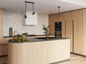 Miniaturka 5 - Lampy wiszące z tubami w nowoczesnej kuchni z oknami