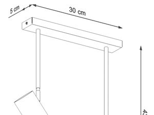 Miniaturka 6 - Szkic wymiarów podwójnej lampy natynkowej z regulacją kąta