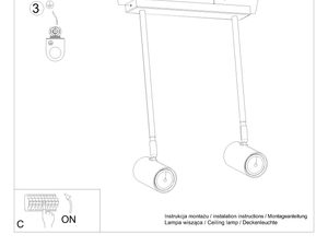 Miniaturka 7 - Rysunek techniczny sufitowej lampy z reflektorkami