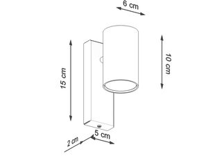 Miniaturka 3 - Techniczny rysunek nowoczesnego kinkietu, wysokość 16 cm