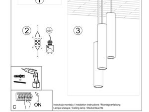 Miniaturka 8 - Montaż wiszącej lampy LED z cylindrycznymi kloszami