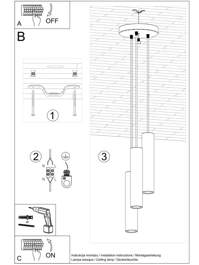 Nowoczesna Lampa Wisząca LUMEN 3P Biały
