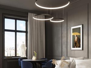 Miniaturka 29 - Lampa LED w minimalistycznym salonie z betonowymi ścianami