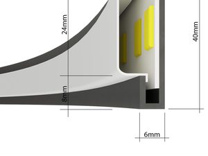 Miniaturka 35 - Przekrój minimalistycznej lampy z wymiarami