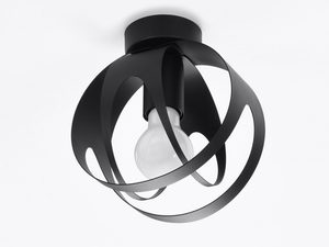 Miniaturka 4 - Lampa sufitowa czarna z kulistym kloszem, styl glamour