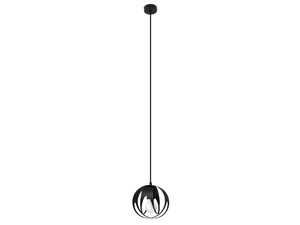 Miniaturka 8 - Wisząca czarna lampa długa z okrągłym kloszem na białym tle