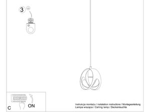 Miniaturka 7 - Rysunek montażu lampy z trzema wiszącymi kulami LED