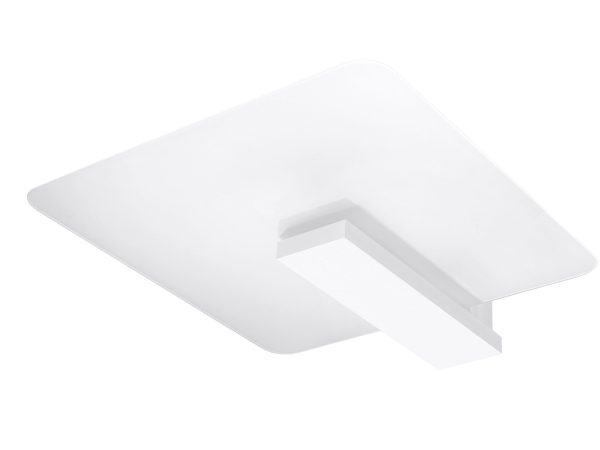 Designerski plafon z białą bryłą w geometrycznym kształcie