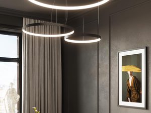 Miniaturka 29 - Nowoczesna lampa LED nad eleganckim salonem