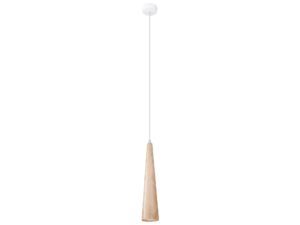 Miniaturka 8 - Pojedyncza lampa wisząca z jasnego drewna – białe tło