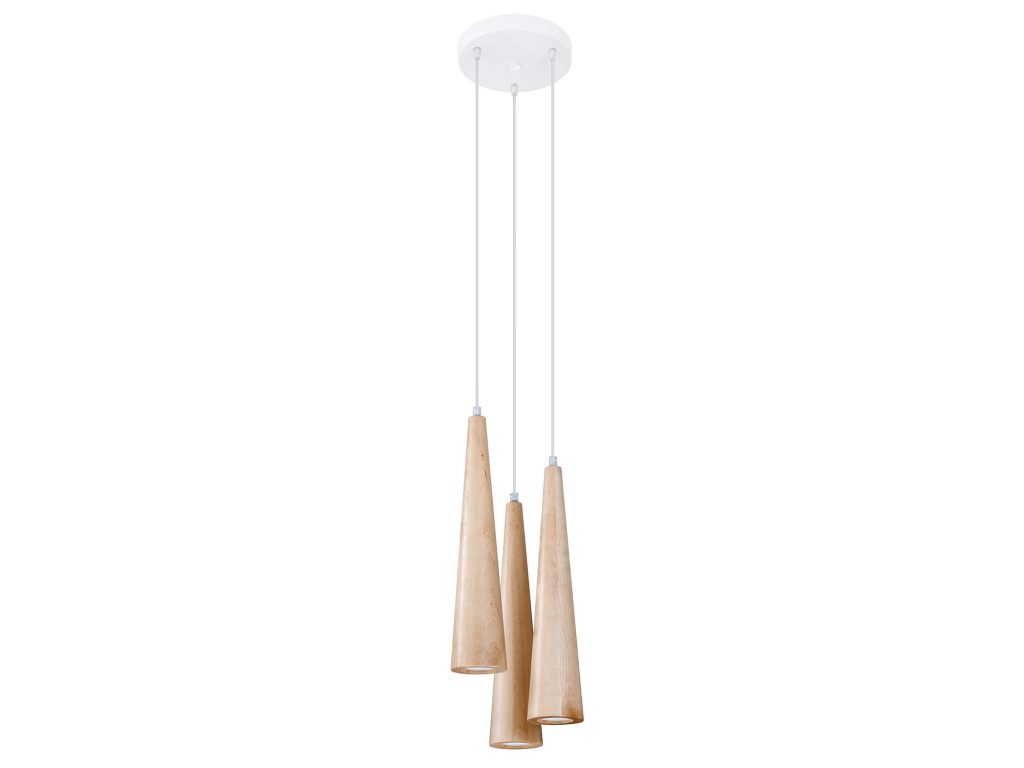 Elegancka Lampa Wisząca Skandynawski Styl Drewno SWIFT 3P