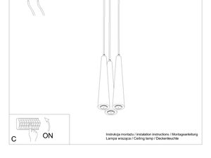 Miniaturka 7 - Rysunek montażowy potrójnej lampy wiszącej z drewnianymi tubami