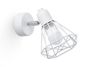 Miniaturka 1 - Biały kinkiet ścienny w stylu skandynawskim z drucianym kloszem