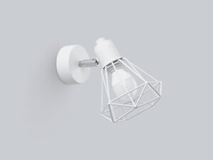 Miniaturka 2 - Biały kinkiet z metalowym kloszem w aranżacji nowoczesnej