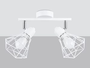 Miniaturka 2 - Biała lampa z dwoma kloszami geometrycznymi, styl skandynawski