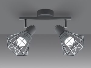 Miniaturka 3 - Lampa sufitowa loftowa z szarym światłem i drucianymi kloszami