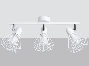 Miniaturka 2 - Nowoczesna biała lampa z trzema geometrycznymi kloszami do salonu