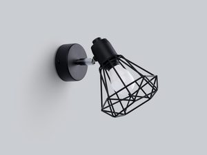 Miniaturka 5 - Industrialny kinkiet czarny z metalowym kloszem na ścianę