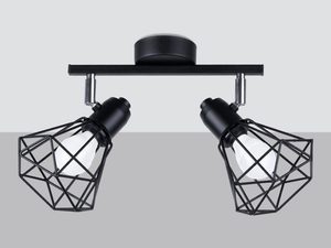 Miniaturka 5 - Lampa sufitowa czarna z dwoma geometrycznymi kloszami, salon loftowy