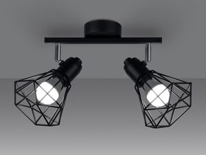 Miniaturka 6 - Czarna lampa sufitowa z dwoma źródłami światła, styl industrialny