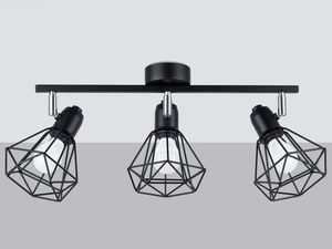 Miniaturka 4 - Czarna lampa sufitowa z trzema kloszami w stylu loftowym do salonu