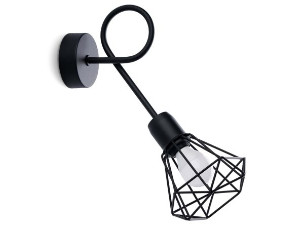 Kinkiet ścienny w stylu vintage z drucianym kloszem