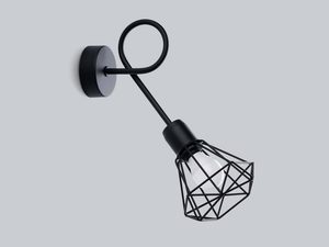 Miniaturka 1 - Czarny kinkiet z geometrycznym kloszem – styl loftowy