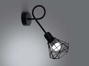 Miniaturka 2 - Industrialny kinkiet ścienny z kloszem typu klatka i żarówką