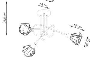 Miniaturka 4 - Rysunek techniczny kinkietu z klatkowym kloszem – widok boczny