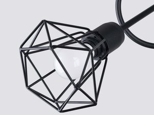 Miniaturka 3 - Czarna lampa sufitowa z geometrycznymi kloszami typu diament – styl loftowy