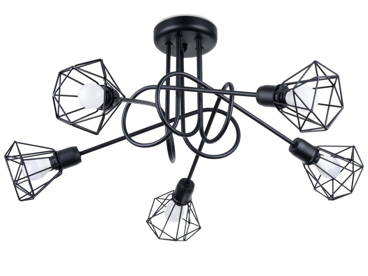 Żyrandol Loftowy 5 Żarówek KALISTO 5S Czarny