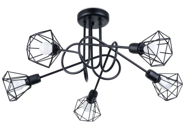 Stylizowany żyrandol z pięcioma źródłami światła – klasyczny układ