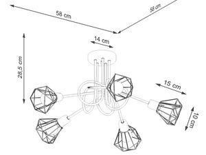 Miniaturka 6 - Rysunek techniczny lampy z wymiarami