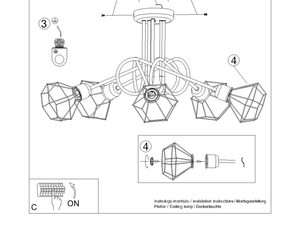 Miniaturka 7 - Rysunek techniczny lampy z pięcioma źródłami światła – układ sufitowy