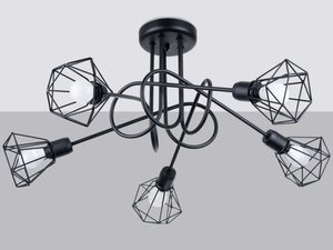 Miniaturka 1 - Lampa sufitowa z kloszami w kształcie diamentów – styl retro