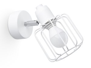 Miniaturka 1 - Biały nowoczesny kinkiet z siatką na białym tle