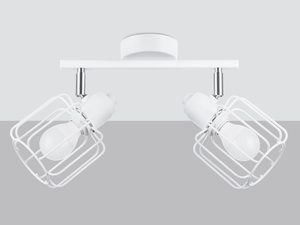 Miniaturka 2 - Biała podwójna lampa z kloszami klatkowymi – montaż sufitowy