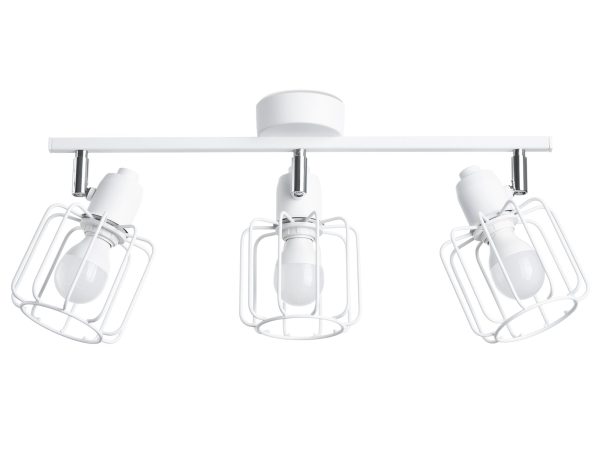 Biała lampa sufitowa z trzema kloszami w stylu loft