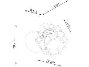 Miniaturka 8 - Rysunek techniczny lampy z kloszem siatkowym – 18 cm wysokości